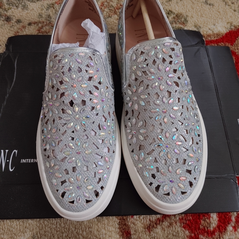 INC Silver Floral Sneakers